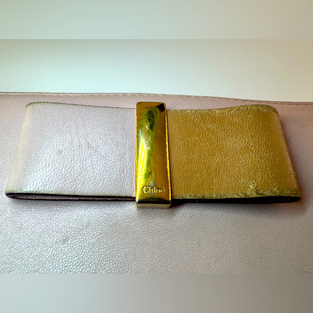 Chloé Continental Wallet Light Blush Pink Bow Zip Around Wallet Gold Hardware - Picture 9 of 16